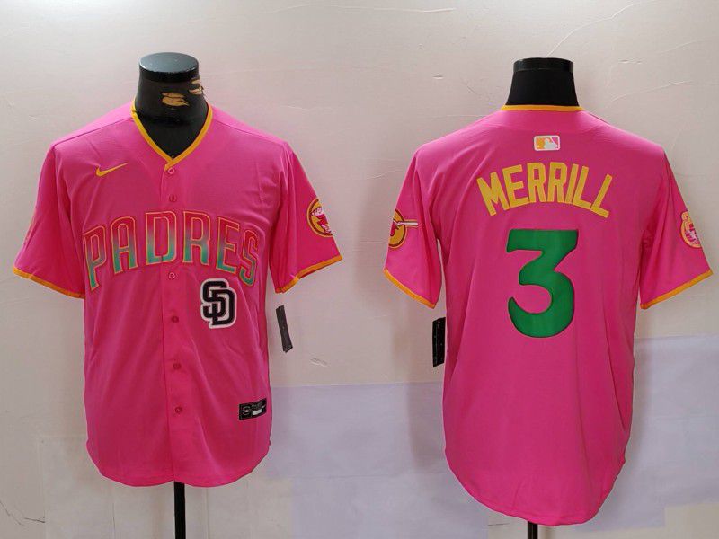 Men San Diego Padres #3 Merrill Pink Joint Name 2024 Nike MLB Jersey style 5